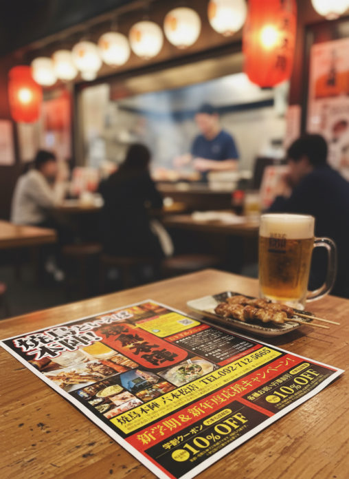 焼鳥本陣六本松店チラシ